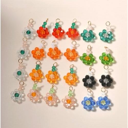 Diy jewelry making 30pcs/lot color beads handmade Copper wire Weave flowers shape charms fit earring/garment accessory