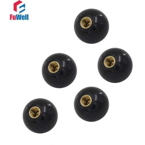 5pcs Black Bakelite Ball Lever Knob Copper Insert M6x20/M6x25/M8x30/M10x35/M12x40/M16x50mm Machine Tool Replacement Ball Knobs