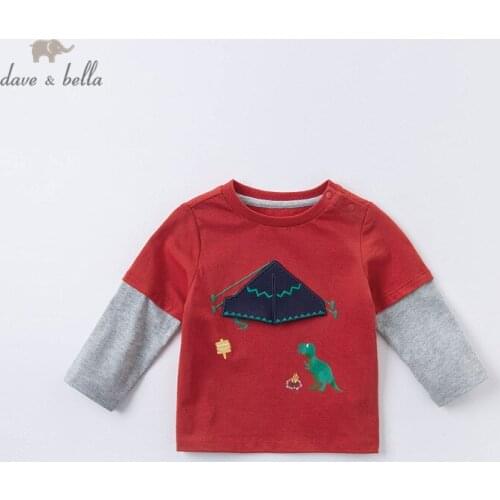 DBX14464 dave bella autumn baby boys handsome cartoon print T-shirt children tops boys fashion kids fashion tees