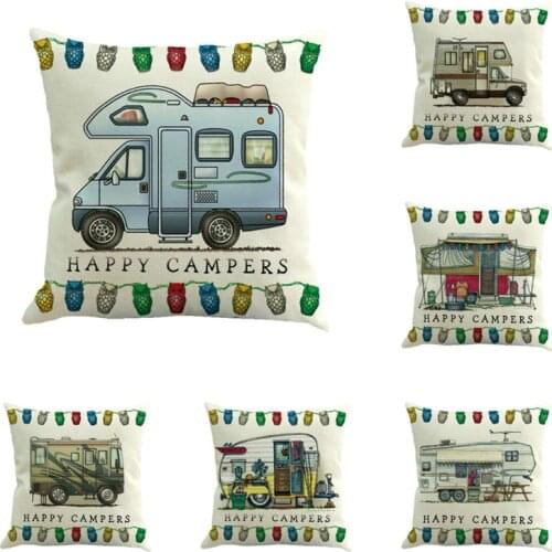 GY0638 RV Pattern Cushion Case (No Filling) 1PC Polyester Home Decor Bedroom Decorative Sofa Car Throw Pillows