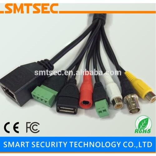 SMTSEC SIP-E-UG Cable UG RJ45+BNC+DC+USB+Audio Input+Audio Output +RS485+Alarm for SIP-E Series IP Camera Module Double Board