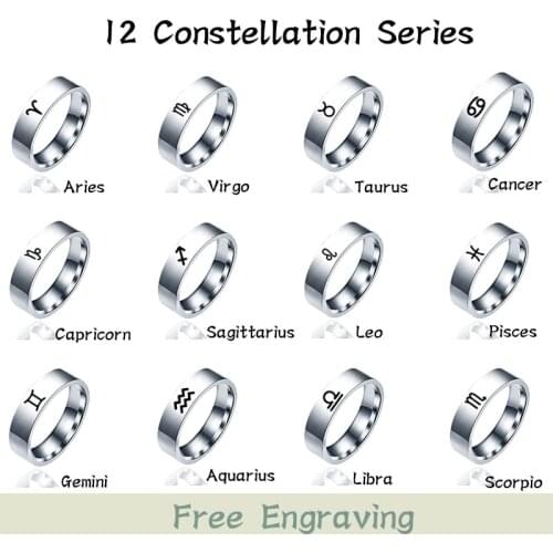 12 Zodiac Finger Ring Fashion Stainless steel Sagittarius Rings Friendship Jewelry Accessories Christmas Gift Rings For Women