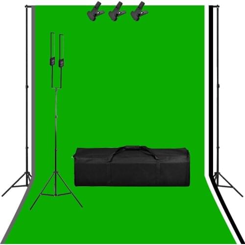 Photography Studio Kit 120 LED Dimmable Lighting Kit LED Strip 2M light Stand 1.6*3m Chromakey Backdrop Cloth Background Stand