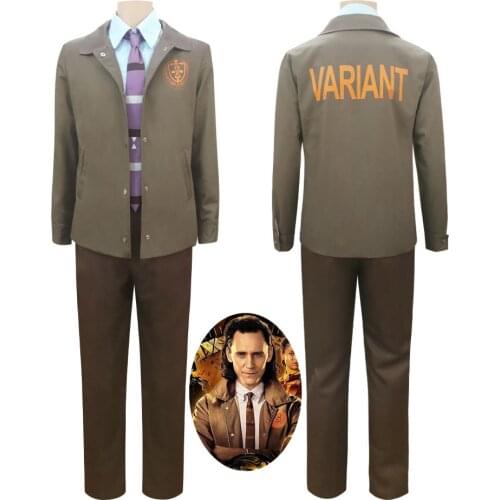 Loki Cosplay Adults Unisex Costume Printing Set Shirt Jacket Pants Tie Suit Halloween Prop