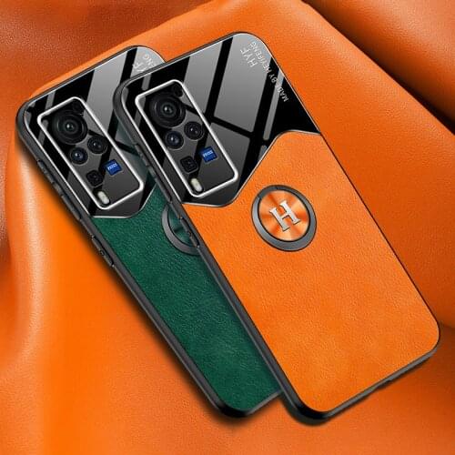 Ring Holder Leather Case For Vivo X60 Pro Plus V20 SE Luxury Silicone Cover Phone Case For Vivo iQOO 7 Z1X Neo 3 5 Pro Coque