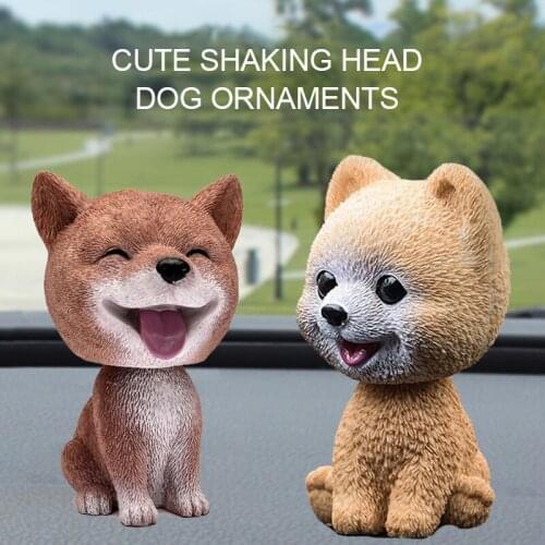 Cute Shaking Head Dog Ornament Resin Cute Nodding Decoration Gift For Car Home Room Auto Interior Accessories