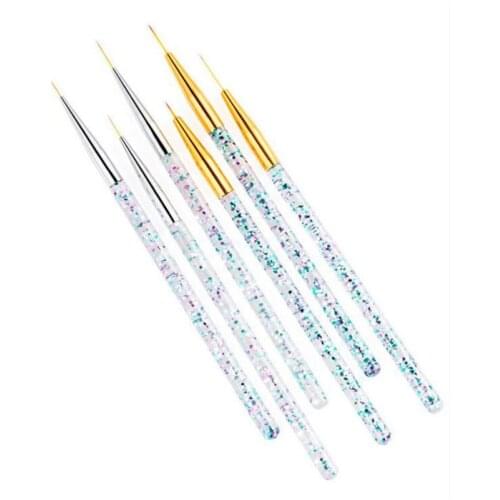 3Pcs Acrylic French Stripe Nail Art Liner Brush Set 3D Tips Manicure Ultra-thin Line Drawing Pen UV Gel Brushes Painting Tools