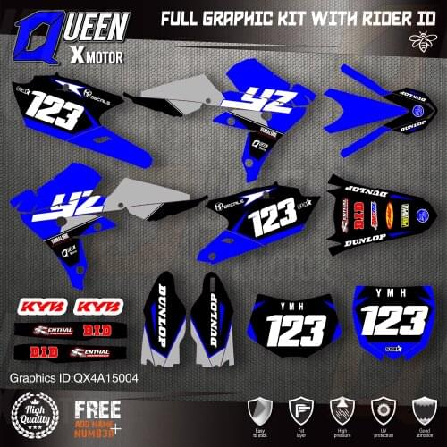 QUEEN X MOTOR Custom Team Graphics Backgrounds Decals 3M Stickers Kit For YAMAHA 2016-2018 WR450F 2015-2018 YZ450FX 004
