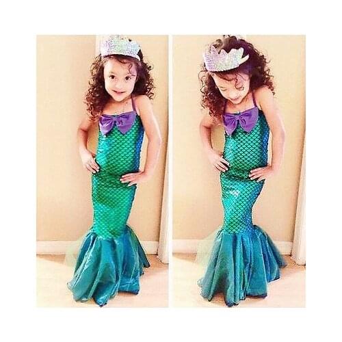 New Arrival 2018 Pudcoco Brand Novelty Ariel Cartoon Set Girl Princess Dress Party Cosplay Costume Outfits for Kids 3-12Y