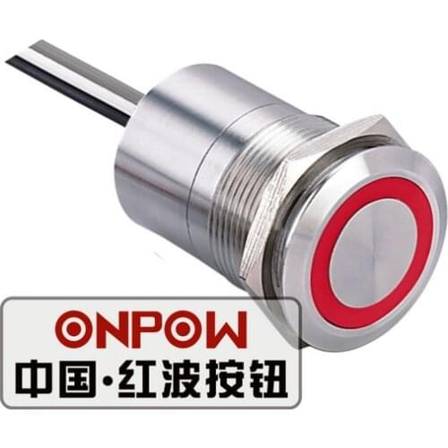 ONPOW 22mm Large ring 5V,12V,24V Red Green Blue LED Capacitive Switch Stainless steel Metal Touch switch (TS22D-10(Z))