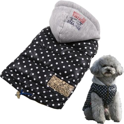 Autumn Winter Dog Clothes For Small Dogs Warm Waterproof Hoodie Coat Chihuahua French Bulldog Polka Dot Jacket Puppy Clothing
