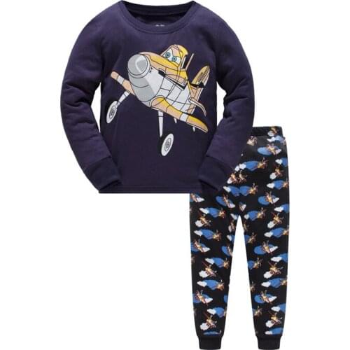 2-7Y Kids Pajamas Set Children Cartoon Sleepwear Boys Home pijama Girls Cotton Mickey Pyjamas Aircraft Nightwear Mermaid Pyjama