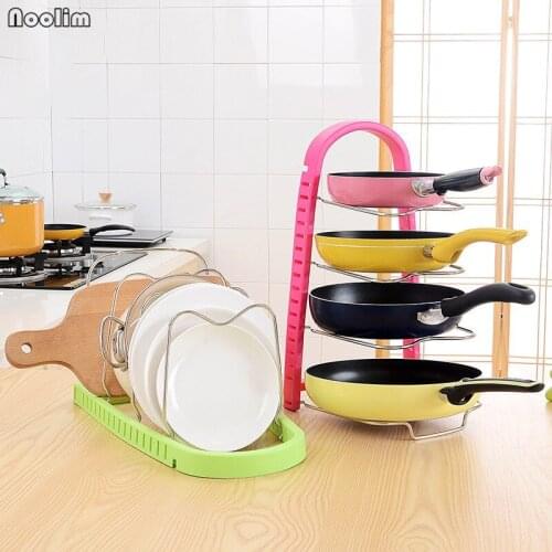 NOOLIM Kitchen Accessories Metal Pot Shelf Kitchen Organizer Pan Cover Dish Rack Stand Storage Holder Adjustable Sink Organizer