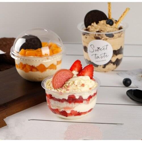 50pcs Net red 250ML 360ML 500ML transparent dessert cups mousse cake cup birthday party disposable yogurt pudding cups with lids