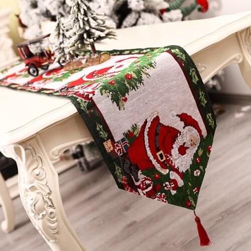 Christmas Long Table Runner Cloth Printed Table Flag Tablecloth Placemat Party Dinner Home Decor