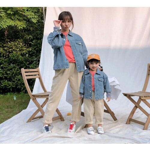 Family Fitted Mother&Son &Daughter Spring Autumn Denim Jacket For Baby Boys Girls Children Outerwear Coat Denim Jacket For Women