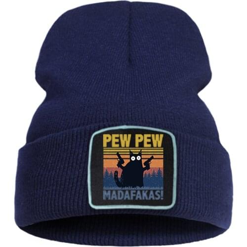 Skullies Wool 202 Print Beanie Caps Pew Pew Madafaka Sports Cap Unisex Outdoor Street Brimless Hat Comfort Foldable Knitted Hats