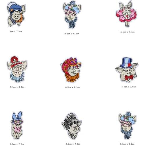 Cute Pig Cartoon Patches Cap Shoe Iron On Embroidered Appliques DIY Apparel Accessories Patch For Clothing Fabric Badges BU200