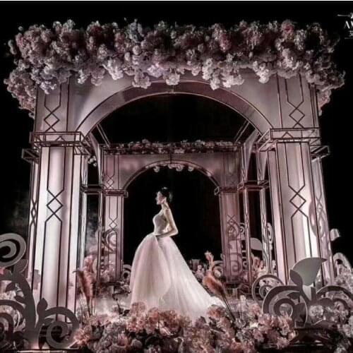 Wedding new sun plate arch background decoration iron crystal door wedding stage decoration props screen