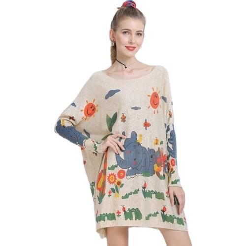 ARCSINX Oversized Womens Sweater 8XL 7XL 9XL 10XL Long Sleeve Winter Sweaters Women Print Cute Elephant Casual Jumper Woman 6XL