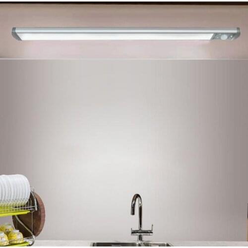 PIR Motion Sensor LED Under Cabinet Light 3 Colors Dimmable USB Rechargeable Wardrobe Closet Cupboard Install Ultra-thin Lamp