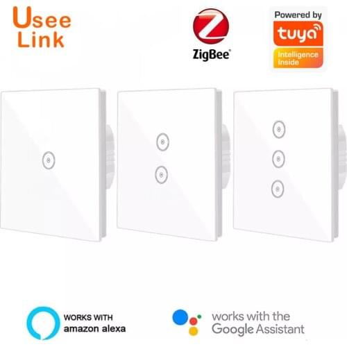 Zigbee Smart Wall Switch Light Switch EU/UK/US 1/2/3 Gang Glass Panel Remote Control Works With Alexa Google Home power by tuya