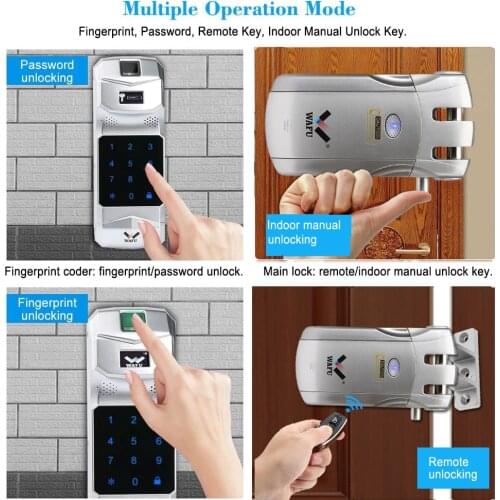 WAFU 019C Home fingerprint password smart lock electronic remote control lock Indoor installation lock No keyhole anti-theft