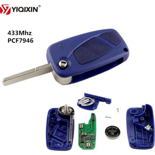 YIQIXIN 433Mhz PCF7946 Transponder Chip Flip Remote Control Auto Key For Fiat 500 Fiorino Qubo Panda Idea Punto Stilo Ducato