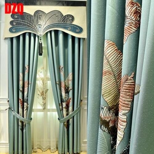 Green luxury villa living room high quality embroidered curtain bedroom window curtain blackout curtains