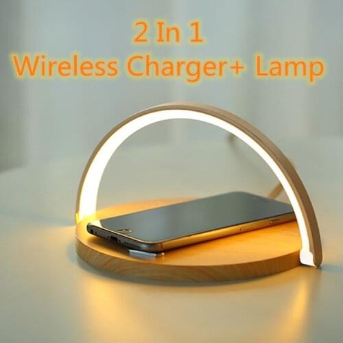1pc Wireless Qi Fast Charger Table Lamp Night Light Phone Holder Stand Pad LED Desk Lamp for Phone Charging