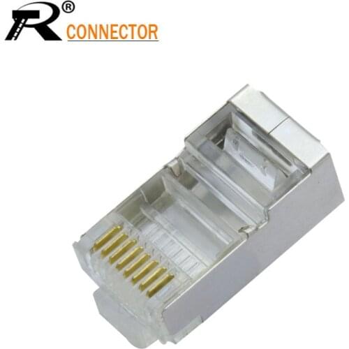 R Connector 1pc Crystal 8Pin RJ45 Modular Plug Rj-45 Network Cable Connector Adapter for Cat6 Rj45 Ethernet Cable Plugs Heads
