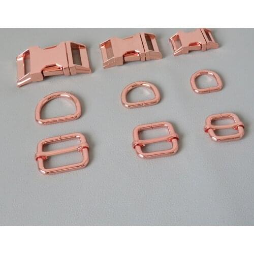 100Sets/Lot Heavy Dog Collar Paracord Metal Buckle Clip Clasp Belt Straps D Ring Snap Hook Adjuster Slider Harness Hardware