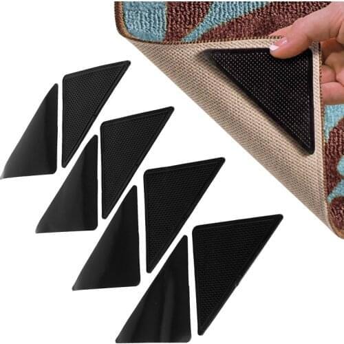 2Pairs Non-Slip Silicone Grippers Rug Carpet Mat Anti Skid Corners Pad for Bathroom Kitchen Mats Fixed Living Room Mat Grippers