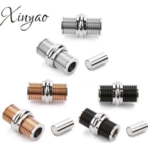 Xinyao 2Pcs/lot Stainless Steel Magnetic Connector Double Color Screw Gold Black DIY Jewelry Making Findings Inner Diameter 5mm