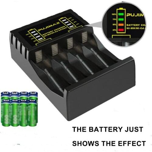 4 Slots Battery Charger For AAA/AA Plastic Rechargeable Battery Short Circuit Protection With LED Indicator Ni-MH/Ni-Cd Chargers