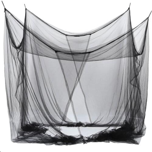 4-Corner Bed Netting Canopy Mosquito Net for Queen/King Sized Bed 190*210*240cm (Black)