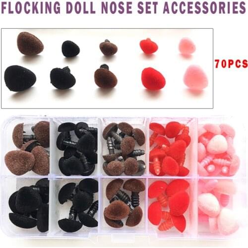 70pcs Velvet Triangular Animal Noses Bear Puppets Plush Doll Safety Toys Set For DIY Craft Dolll Accessories