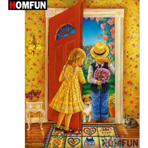 HOMFUN Full Square/Round Drill 5D DIY Diamond Painting "Cartoon children" Embroidery Cross Stitch 5D Home Decor Gift A07434