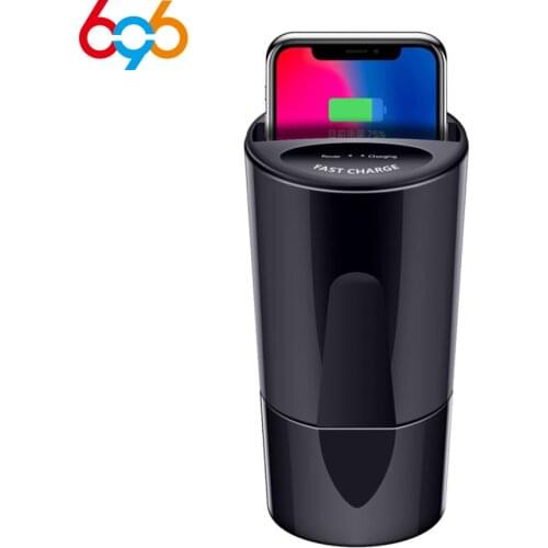 Fast Car Wireless Charger Cup Qi Charging Stand for iPhone X/8/for Samsung S9/8/7/for Sony LG MIX USB Induction Charge Holder