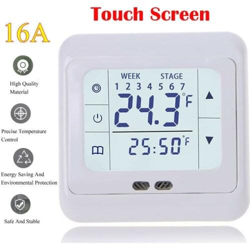 Digital Fahrenheit Thermostat Electric Under Floor Heating Touch Screen Temperature Remote Controller Room Warm Regulator