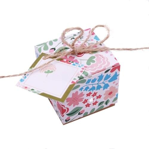 Birthday Party Christmas Supplies Wedding Favor Gift Decoration Flower Candy Boxes Gift Bag Wedding Gift Box With Tags