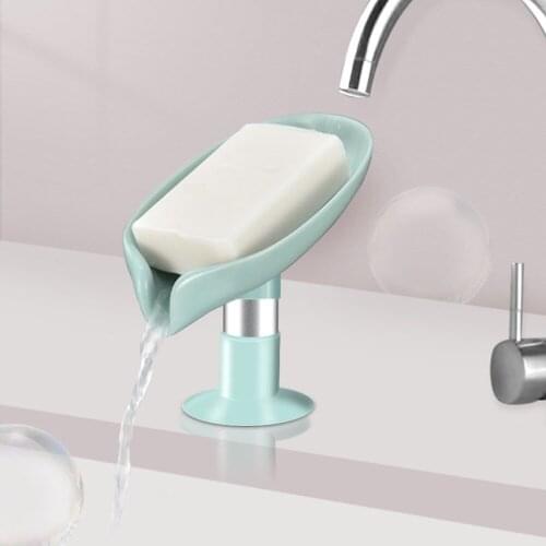Leaf Shaped Soap Dish Holder Suction Cup Soap Dish For Bathroom Shower Soap Box Sponge Soap Holder Storage Tray Soap container