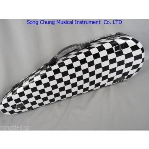 Pretty Rare model glass fiber black/white design violin hard .with 2 bow holders