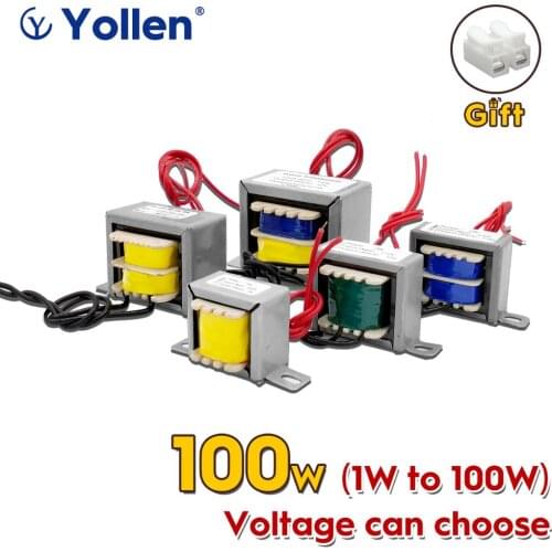 EI 100W Wire Cable Connetion Power Transformer 100VA Voltage Customized 220V/380V/110V to 6V/9V/12V/15V/18V/24V/110V Dual Output