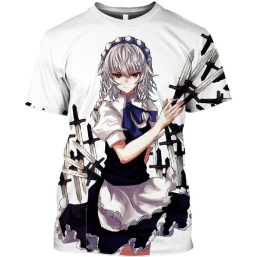 HOXIXIB Touhou Project T Shirt Women Short Sleeve Men Tshirt 3D Print Anime Girl Hentai Top Cute Saigyouji Yuyuko O Neck Clothes