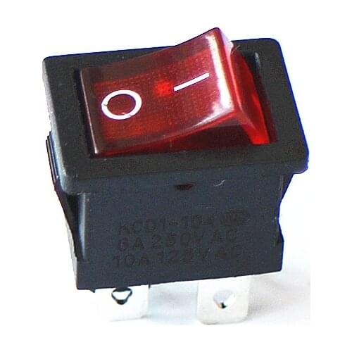 JOYING LIANG KCD1-104N Red with Light ON/OFF Rocker Switch Electric Power Light Switch 6A-250V 10A-125V (2PCS/Lot)