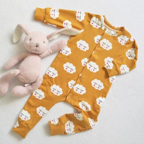 Pudcoco Cotton Cloud Rompers for Infant Kid Baby Girls Smile Romper Jumpsuit Rompers Clothes Outfits 2Pcs