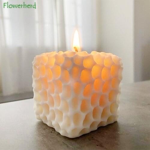 Square Honeycomb Pattern Candle Silicone Mold Cylindrical Scented DIY Gypsum Soap Molds Candle Molds for Candle Making Supplies