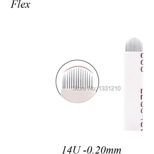 Laminas Microblading Tebori Agulha Flexy 14U Shape 0.20mm Permanent Makeup Microblading Needles White For Tobori Microblading Pe