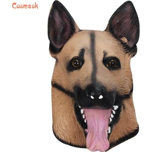 Cosmask Halloween Coffee Eagles Underdog Latex Mask Halloween Dog Head Mask German Shepherd Rubber Animal Mask